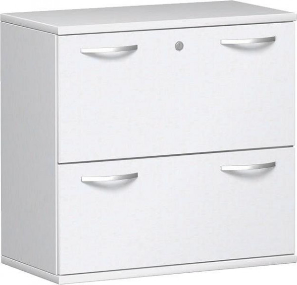 geramöbel classeur 2 dossiers suspendus avec verrouillage central et verrou coulissant, verrouillable, 800x425x768, blanc/blanc, N-10HR208-WW