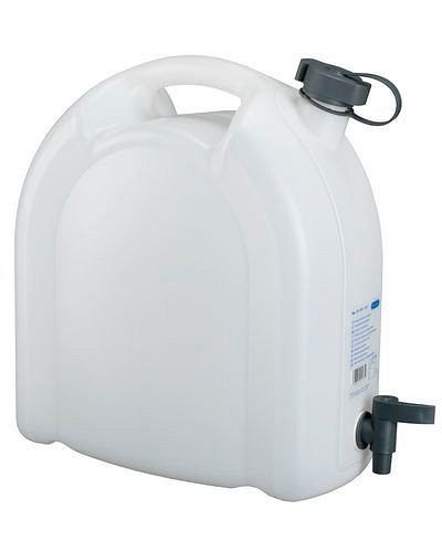 Bidon en plastique DENIOS, transparent, avec robinet de vidange, 15 litres, 243-708
