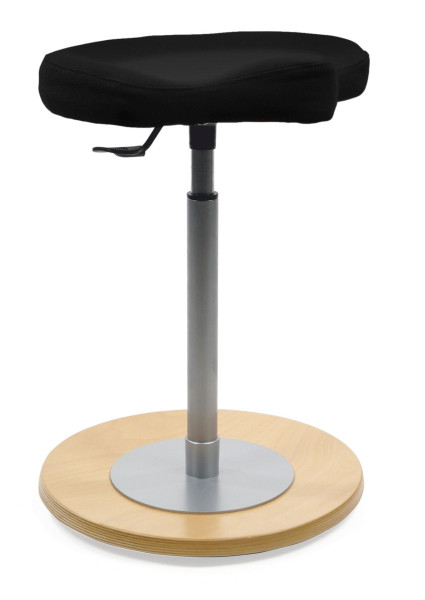Tabouret pendulaire Mayer Sitzmöbel avec siège ergonomique, plaque de base en hêtre naturel, noir, 1168_N_26397