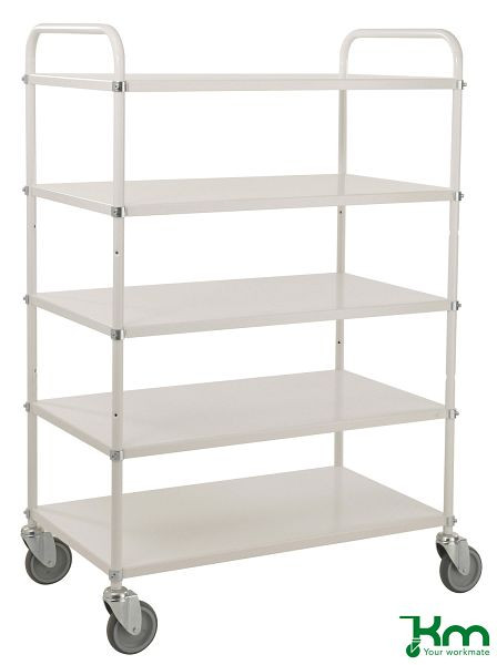 Kongamek Light Shelf Chariot 4 Roulettes Pivotantes 2 Avec Freins Blanc 5 Clayettes KM4124B