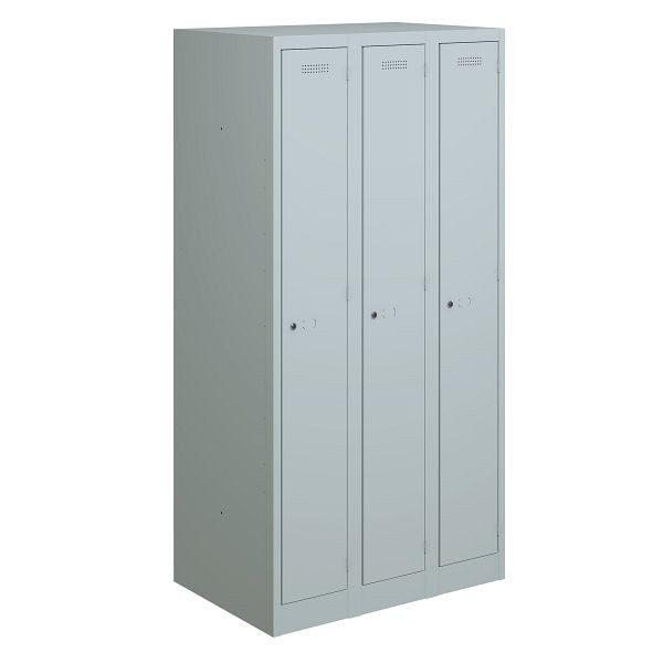 Armoire Bisley Primary Locker 3 compartiments 900 mm, couleur gris clair, PL3050T1645
