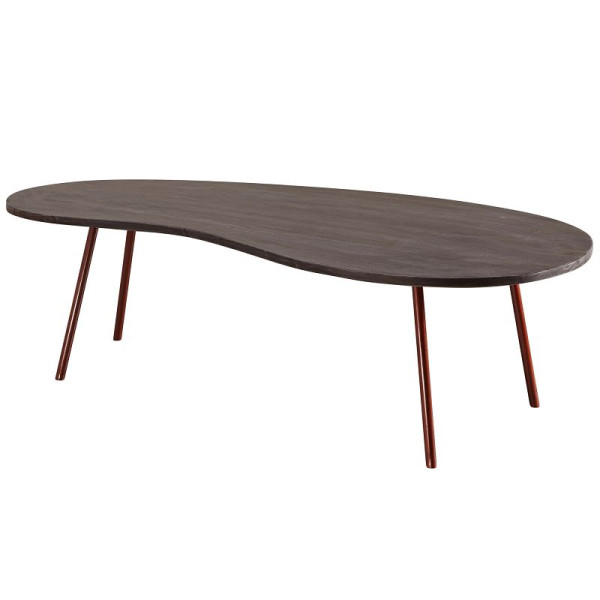 Table basse design Wohnling JAI 122x34,5x63 cm acacia avec pieds en métal cuivre, WL5.618