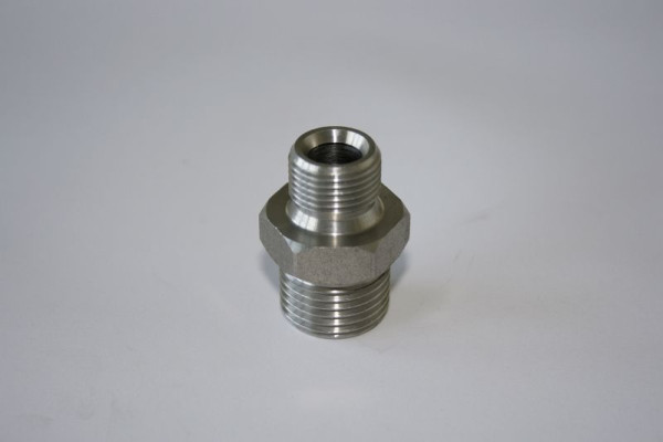 ELMAG HD double mamelon 'Acier inoxydable AISI 304', AG 1/2" x AG 3/8", jusqu'à 400 bar, avec cône d'étanchéité universel 60°, 42215