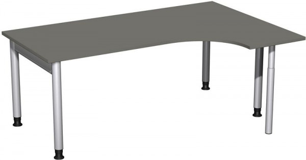 Bureau PC geramöbel droit, réglable en hauteur, 1800x1200x680-820, graphite/argent, N-657323-GS