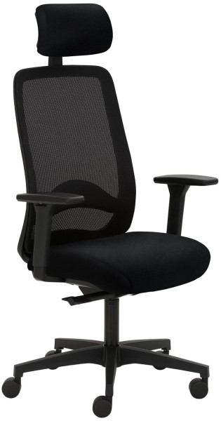 Mayer Sitzmöbel chaise pivotante, piètement en plastique, accoudoirs 3D, appui-tête rembourré, réglage de la profondeur d'assise, noir, cuir, 2228_AV3D_KS_SYM++_81007