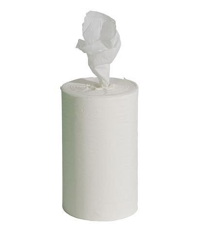Chiffon de nettoyage DENIOS, blanc, 1 couche, UE = 12 rouleaux de 125 m, largeur = 22 cm, 248-314