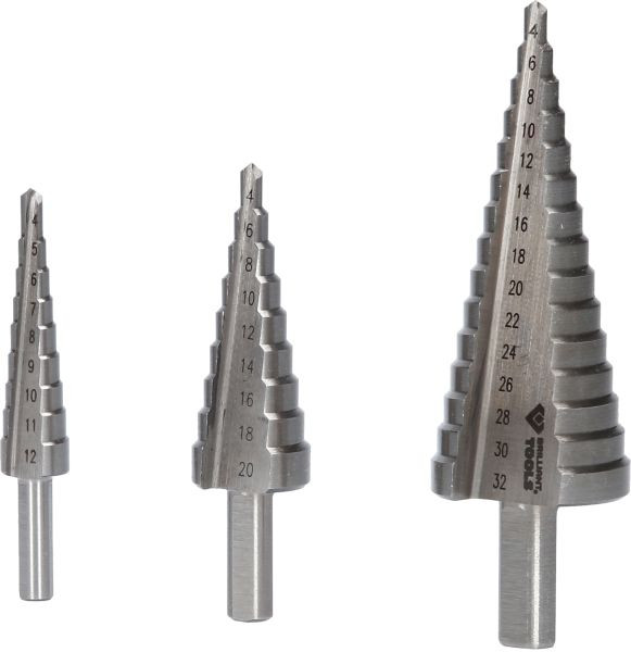 Jeu de forets étagés Brilliant Tools, 3 pièces, Ø 4 - 32 mm, BT101925