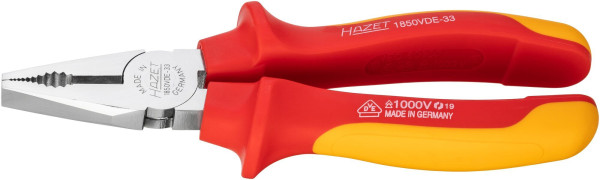 Pince universelle Hazet, double isolation, norme : IEC 60900:2018, DIN ISO 5746, surface : chromé brillant, double isolation, longueur : 180 mm, 1850VDE-33