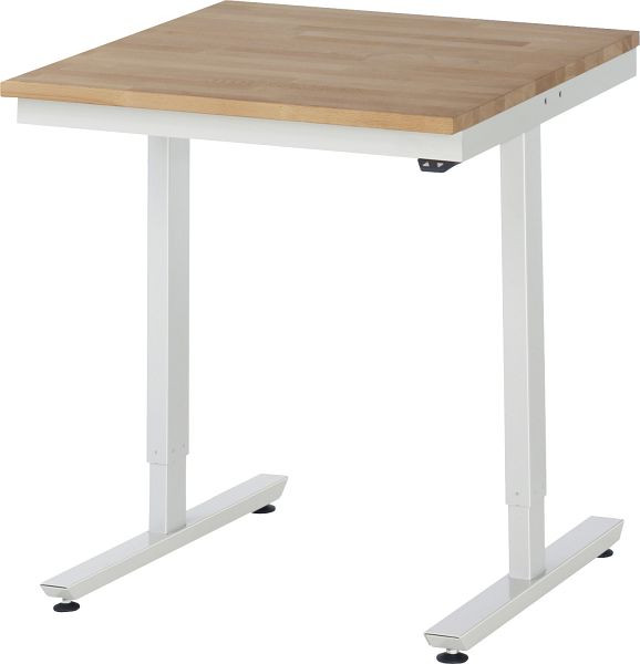 Table de travail RAU série adlatus 150 (réglable électriquement en hauteur), plan de travail en hêtre massif, 750x720-1120x800 mm, 08-AT-075-080-B