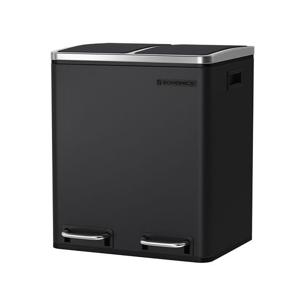 SONGMICS Poubelle Métal 30 L Noir LTB30BK