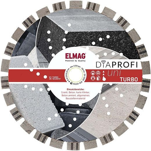 Disque diamant ELMAG DiaProfi UNI-TURBO Ø350mm, alésage : 30,0mm (pour coupe à sec et humide), 62263