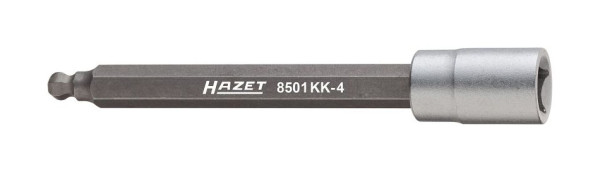 Capteur de vitesse Hazet douille tournevis à tête sphérique, carré creux 6,3 mm (1/4 pouce), profil à six pans creux, 4 mm, 8501KK-4
