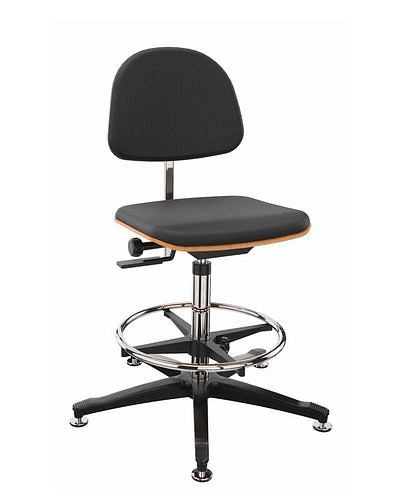 Chaise de travail Dauphin recouverte de tissu noir, patins, repose-pieds, 266895