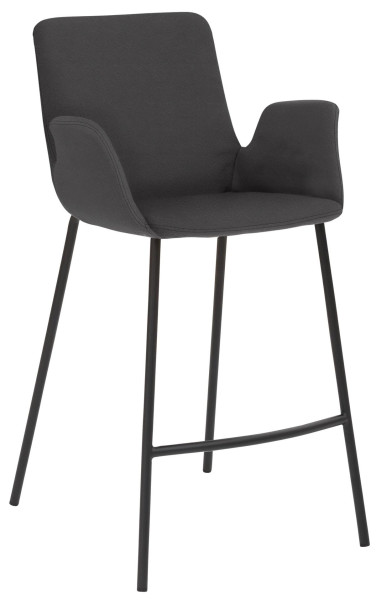 Tabouret Mayer Sitzmöbel , structure 4 pieds, revêtement en poudre noir, accoudoirs intégrés, entièrement rembourré, hauteur d'assise 65 cm, graphite, 1222_V3_30480