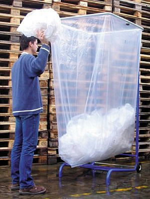 Support sac poubelle DENIOS, réglable, pour sacs 1000, 1500 et 2500 litres, dispositif debout, 265-642
