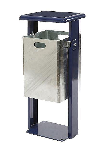 Poubelle rectangulaire sur pied Renner 40 L, avec couvercle arrondi (t=3 mm), galvanisée à chaud et entièrement thermolaquée, bleu cobalt, 7083-30PV 5013
