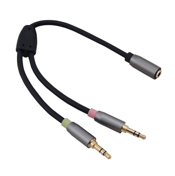 Câble adaptateur Helos, prise jack 3,5 mm/2x prise jack 3,5 mm, PREMIUM, noir, 288716