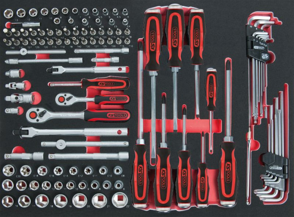 KS Tools Jeu de clés à douilles SCS 1/4"+3/8", 118 pièces dans un insert système 1/1, 711.0118
