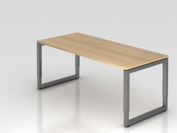 Bureau Hammerbacher O-foot carré 180x80cm chêne/graphite, forme rectangulaire avec plateau flottant, VRS19/E/G