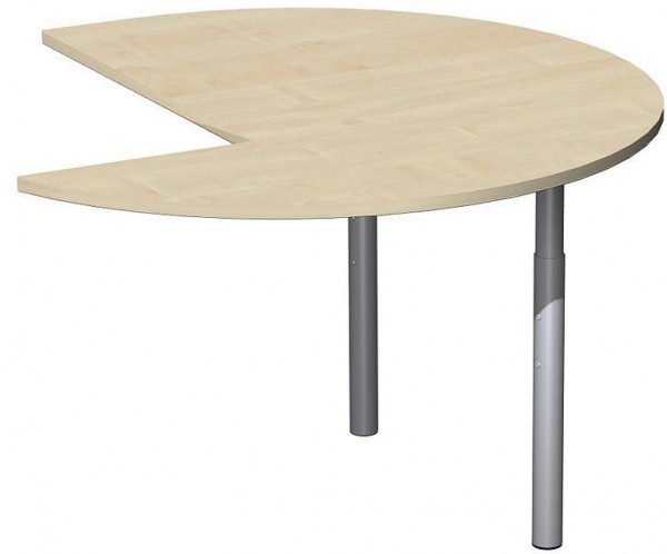 table d'appoint geramöbel trois quarts de cercle gauche avec pieds de support, matériel de liaison inclus, réglable en hauteur, 1200x1200x680-820, érable/argent, N-657011-AS