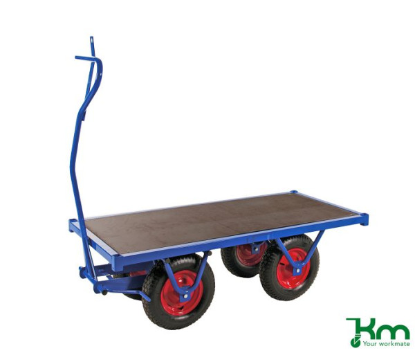 Chariot robuste Kongamek 1500 x 700 x 460 mm, bleu, 4 roulettes fixes, capacité de charge de 1000 kg, KM330150PF