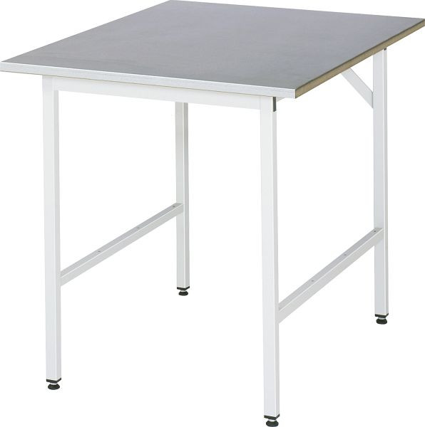 Table de travail RAU série Jerry (3030) - réglable en hauteur, plan de travail avec revêtement en tôle d'acier, 750x800-850x1000 mm, 06-500S10-07.12