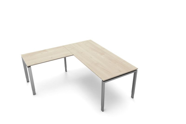 Bureau Kerkmann, L 1800 x P 800 x H 680-820 mm avec table d'extension, forme 5, coloris : érable, 11416950