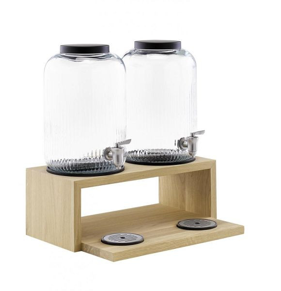 Distributeur de boissons APS 2 pièces -VALO- 43,5 x 21 cm, hauteur : 46,5 cm, récipient en verre, 7 litres chacun, 14016