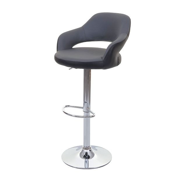 Tabouret de bar Mendler HWC-F16, tabouret de bar tabouret de comptoir tabouret pivotant, avec dossier simili cuir, gris-noir, 75738