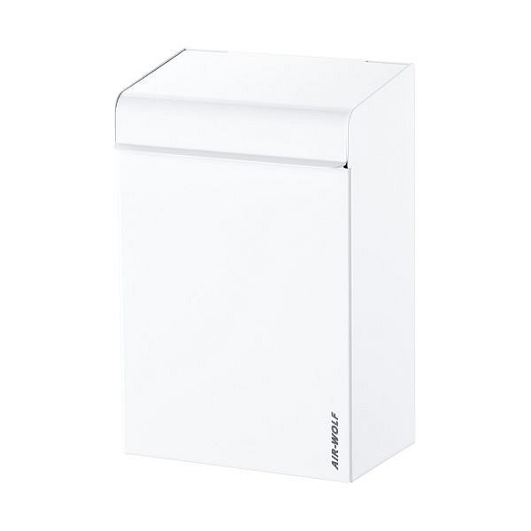 Conteneur à déchets hygiéniques Air Wolf sans distributeur de sacs, série Lobo, H x L x P : 342 x 220 x 153 mm, acier inoxydable blanc, 40-301
