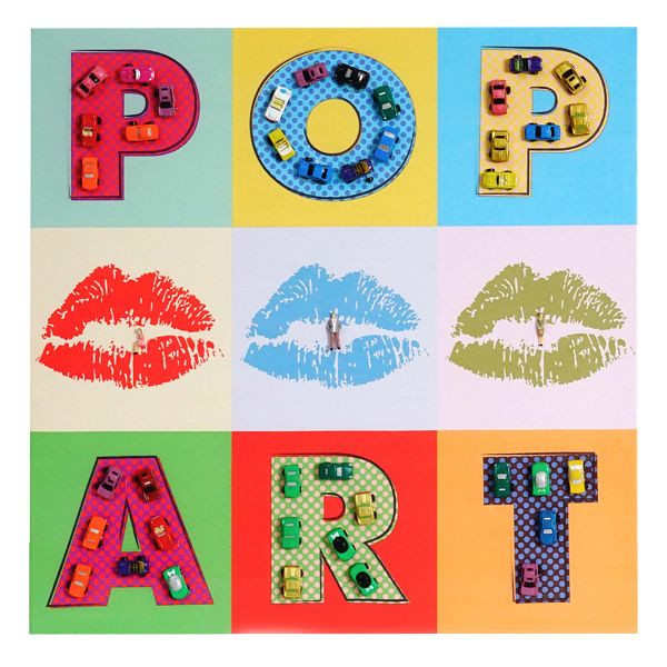 Tableau sur toile Mendler Pop Art + voitures, peinture murale image 3D XL, 60x60cm, 44729