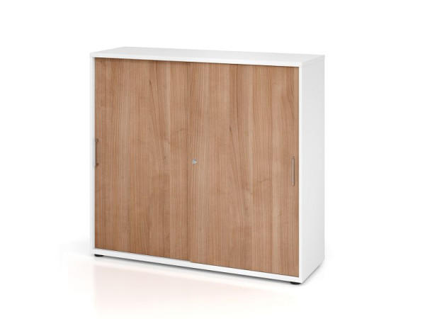 Armoire à portes coulissantes Hammerbacher 1753S BS, 3 OH, corps : blanc / façade : noyer, 120 x 40 x 110 cm (LxPxH), V1753S/W/N/BS