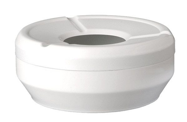 Cendrier à vent APS -CASUAL-, Ø 12 cm, hauteur: 4,5 cm, mélamine, blanc, 83612