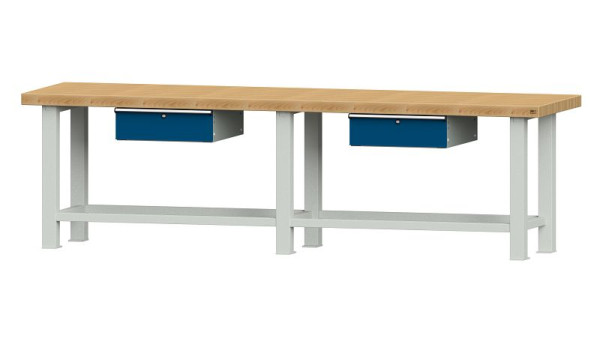 Table de travail ANKE, modèle 301 VS, 3000 x 800 x 865 mm, RAL 7035/5010, BMP 65 mm, 320.252