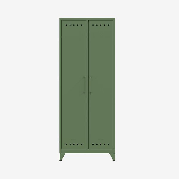 Armoire Bisley Fern Maxi, avec tringle à vêtements et étagère fixe, vert olive (623), FERMAX623