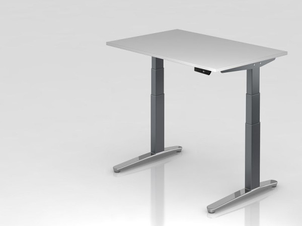 Bureau assis-debout électrique Hammerbacher 120x80cm gris/graphite, poli, forme rectangulaire, VXBHM12/5/GC
