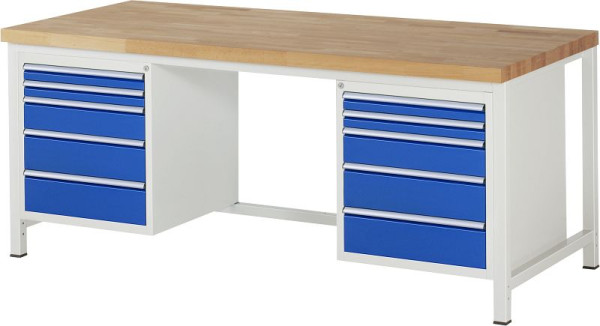 Etabli RAU série 8000 - modèle 8184, L2000 x P900 x H840-1040 mm, base système L1995 x P850 x H800-1000 mm, 03-8184A1-209B4H.11
