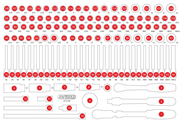 KS Tools Insert en mousse vide pour 811.0124, 811.0124-97