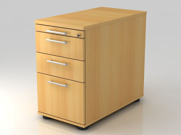 Conteneur sur pied Hammerbacher 80cm, 2 tiroirs, 1 HR, serrure, poignée de garde-corps en hêtre, 42,8x72-76x80 cm, 1/3/3/6 HE, VSC40/6/6/RE