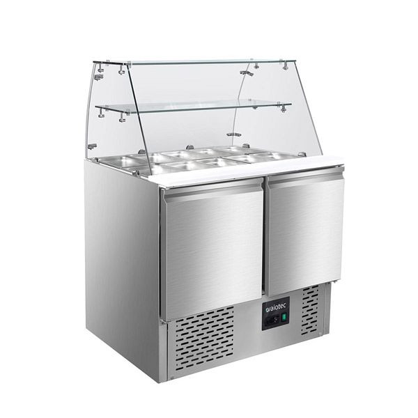 Vaiotec EASYLINE Saladette 700 / 2 volets avec support en verre carré, 90x70x129 cm, 10018