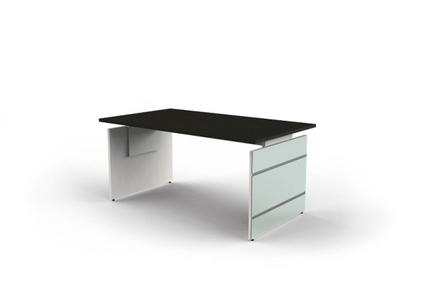 Bureau Kerkmann avec cadre latéral recouvert de verre, Lugano, L 1600 x P 800 x H 680-760 mm, anthracite, 11433413