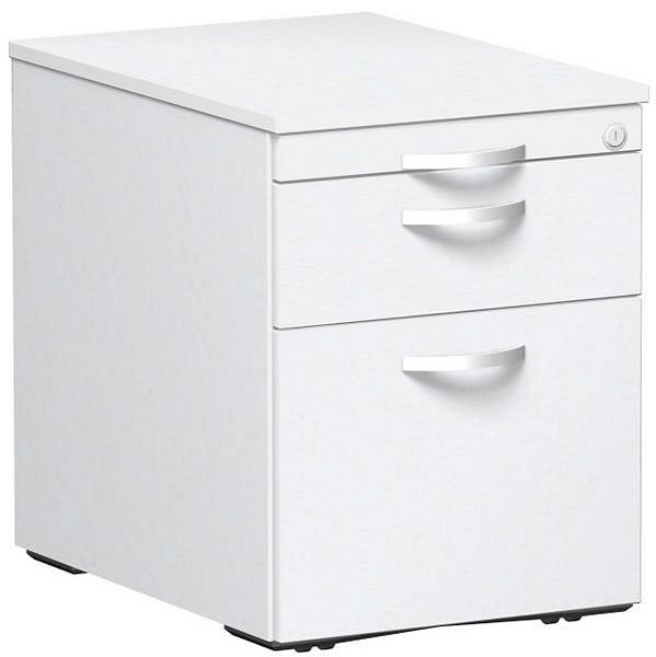 geramöbel conteneur mobile classeur suspendu et 1 tiroir en plastique, guide de tiroir à roulettes en métal, 438x600x565, blanc/blanc, S-530152-WW