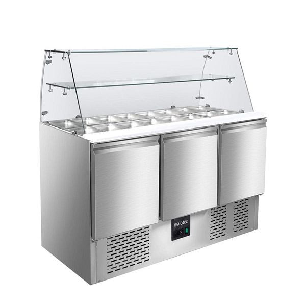 Vaiotec EASYLINE Saladette 700 / 3 fois avec support en verre carré, 136,5x70x131,2 cm, 10020