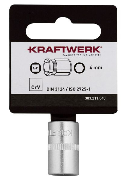 Kraftwerk BASIC LINE Clé à douille 1/4" insert 4 mm avec suspension, 303.211.040