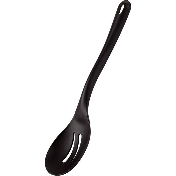 Cuillère de service Paderno perforée, en matériau renforcé de fibre de verre, noire, longueur 35 cm, KK0502350