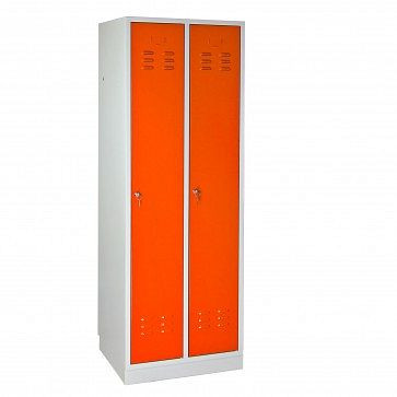 Casier / armoire ADB "Regular" 2 portes, dimensions (HxLxP) : 1780x600x500 mm, couleur du corps : gris clair (RAL 7035), couleur de la porte : orange (RAL 2008), 40880