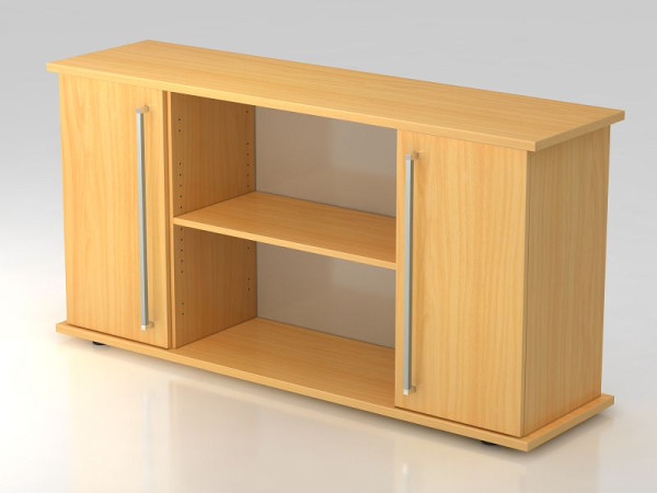 Buffet Hammerbacher 2 portes 166cm poignée chromée hêtre/hêtre, 166,1x44,8x84 cm (LxPxH), VSB2T/6/6/CE