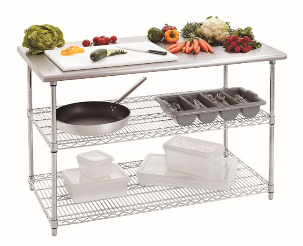 Table de travail Bartscher 690, B1300, 2 étagères intermédiaires, 601153