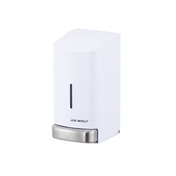 Distributeur de savon Air Wolf, série Alpha, H x L x P : 208 x 102 x 124 mm, acier inoxydable blanc, 20-696