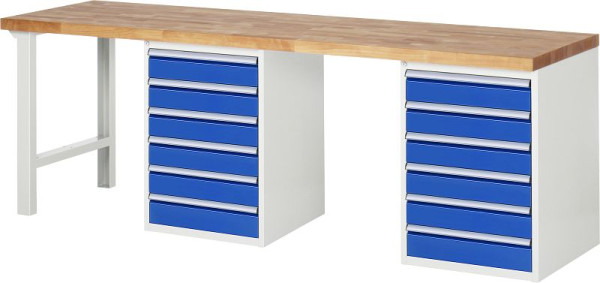 Etabli RAU série 7000 - modèle 7516-8, L2500 x P700 x H890 mm, base système L2500 x P650 x H850 mm, 03-7516A8-257B4M.11